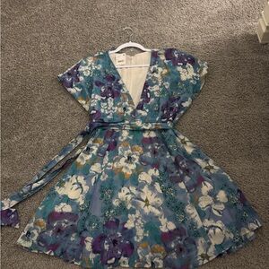Free People Blue and Teal Floral Dress